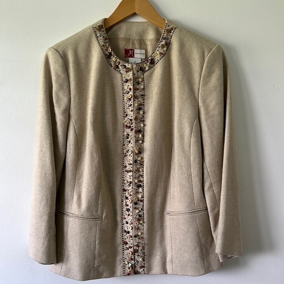 𝅺JM Collection Linen Cotton Blend Blazer Tan - Picture 1 of 7